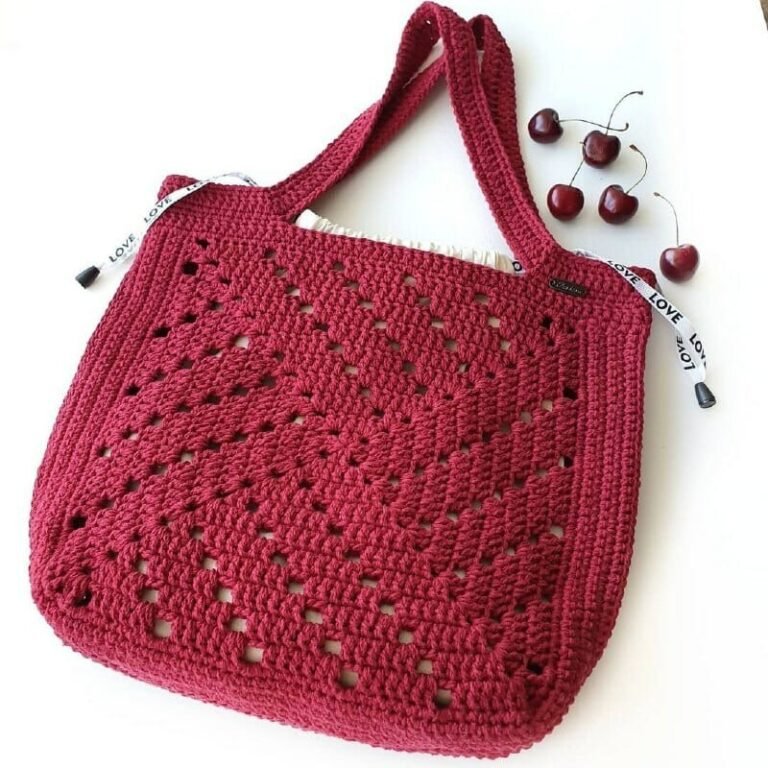 FREE PATTERN Casual Bag with Crochet Square Motif (Very easy)