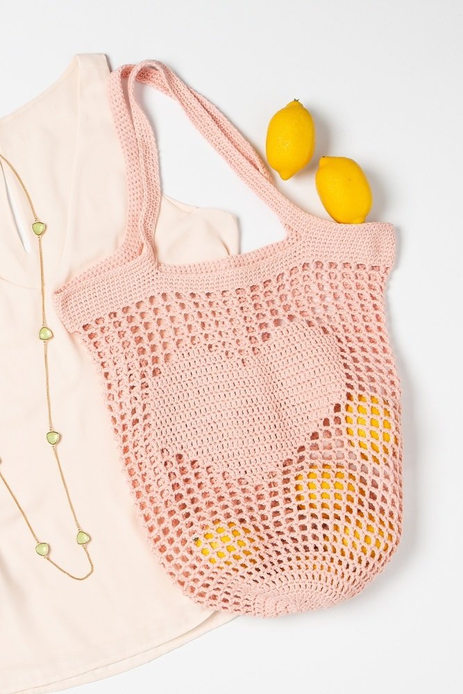 Knitted Love Mesh Market Bag FREE PATTERN