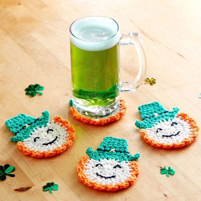 FREE PATTERN Crochet Irish Luck Coasters