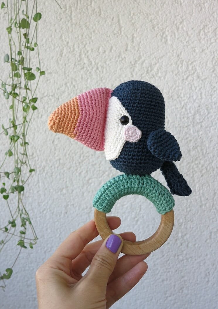 FREE PATTERN Toucan Rattle Amigurumi Toy