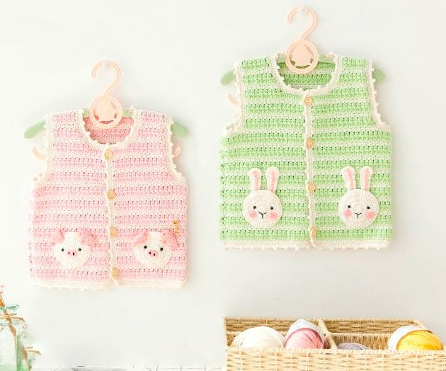 Baby Vest with Crochet Animals FREE PATTERN