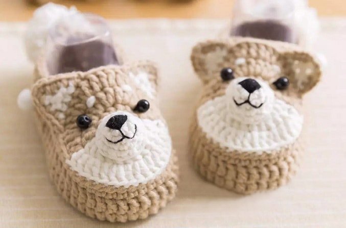 Crochet Shiba Inu Baby Shoes FREE PATTERN