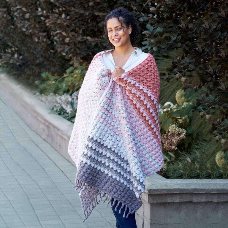 Reversible Crochet Striped Shawl FREE PATTERN