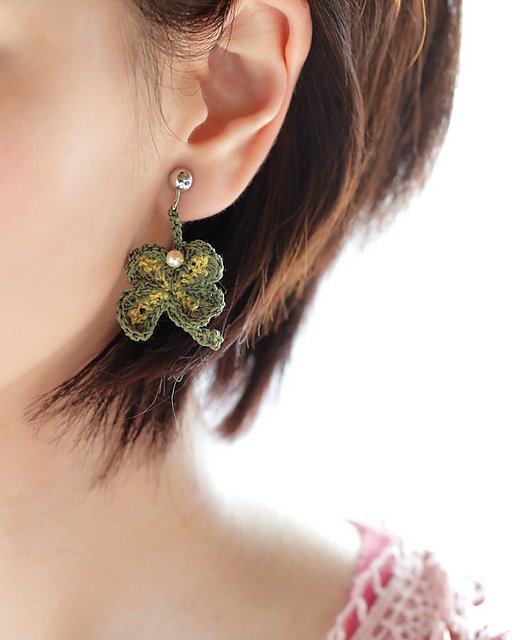 FREE PATTERN Crochet 4 Leaf Clover Earrings